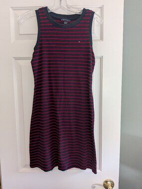 Tommy Hilfiger Navy/Red Stripe Sleeveless Tank Dress - Size M- Pre-owned
